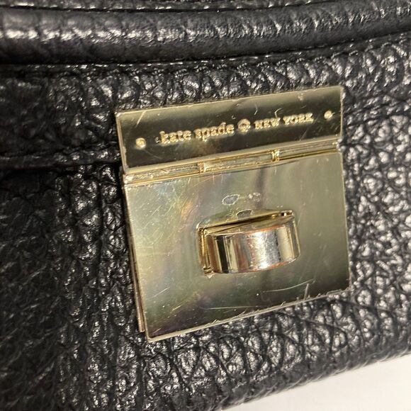 Kate Spade Black Pebbled Leather Everett Way Merrick Shoulder Bag Crossbody EUC - Picture 7 of 11